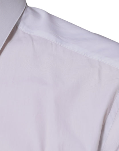 Dolce &amp; Gabbana Weißes Baumwoll-Logo-Formelles Herren-GOLD-Hemd