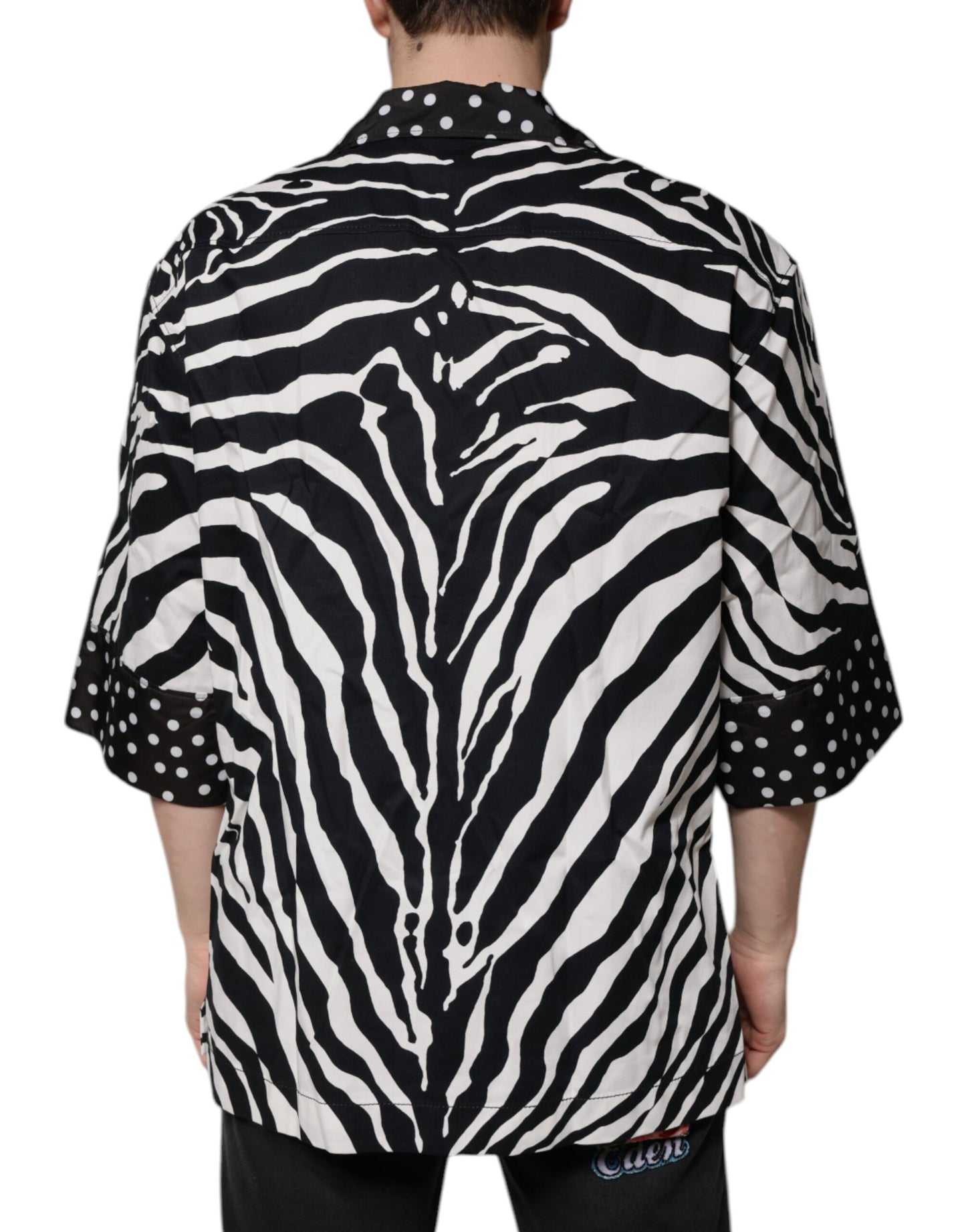 Dolce &amp; Gabbana – Oversize-Hemd mit Zebra-Knopfleiste in Schwarz und Weiß