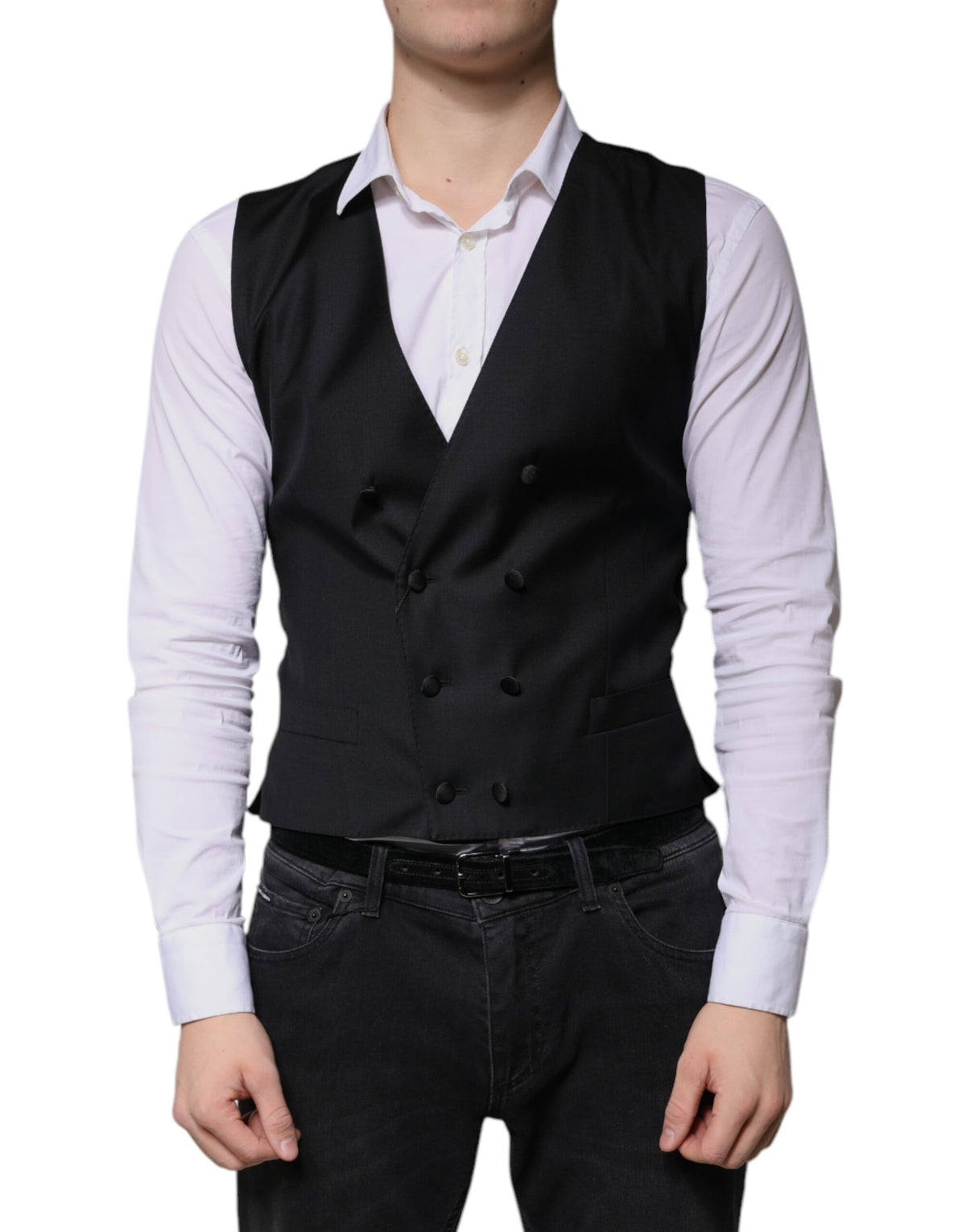Dolce &amp; Gabbana Schwarze Weste aus Wolle für formelle Anlässe für Herren