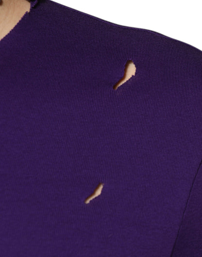 Dolce &amp; Gabbana Lila Baumwolle Rundhals Pullover Herren Pullover