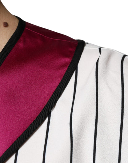 Dolce &amp; Gabbana – Mehrfarbiges Jersey-T-Shirt mit V-Ausschnitt und Logo