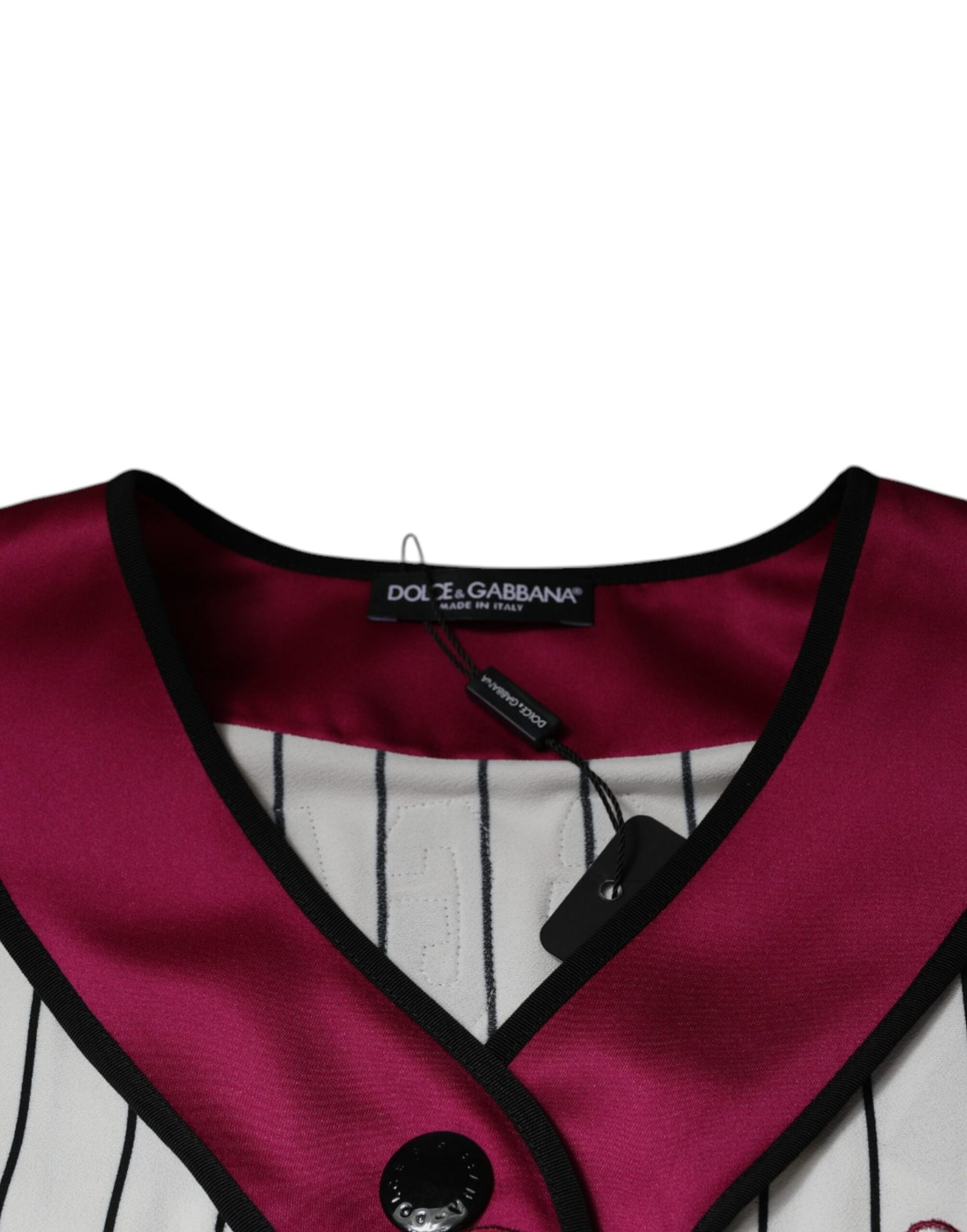 Dolce &amp; Gabbana – Mehrfarbiges Jersey-T-Shirt mit V-Ausschnitt und Logo