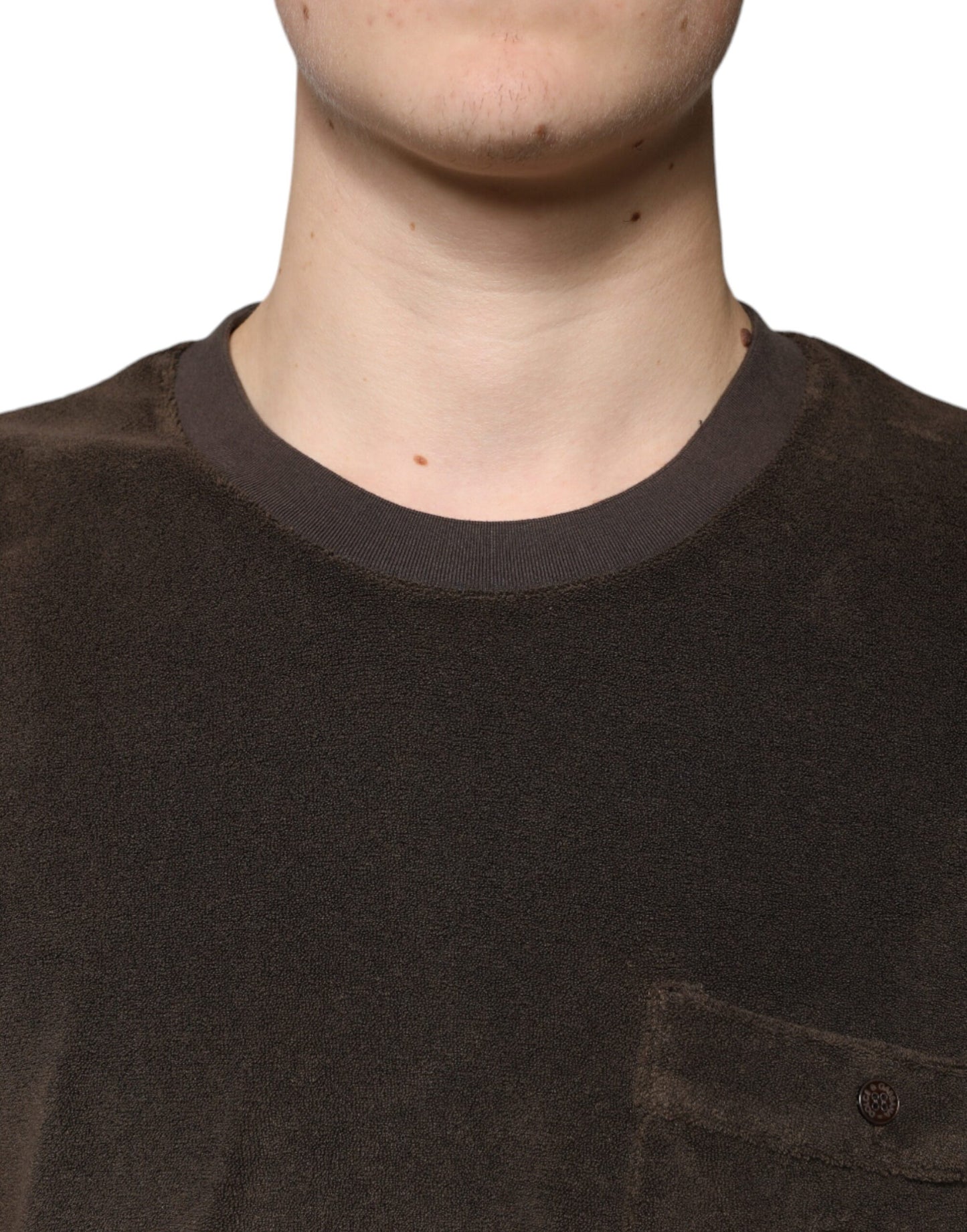 Dolce &amp; Gabbana – Braunes T-Shirt aus Baumwolle mit Rundhalsausschnitt und kurzen Ärmeln