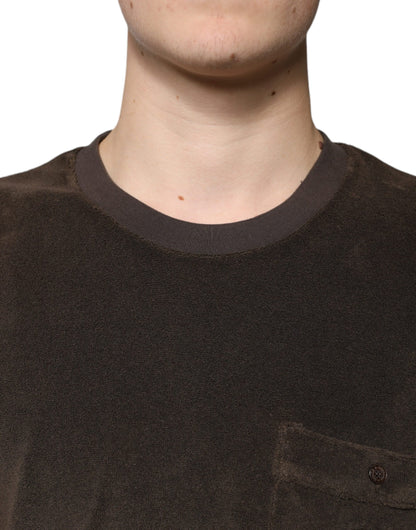 Dolce &amp; Gabbana – Braunes T-Shirt aus Baumwolle mit Rundhalsausschnitt und kurzen Ärmeln