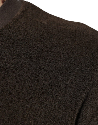 Dolce &amp; Gabbana – Braunes T-Shirt aus Baumwolle mit Rundhalsausschnitt und kurzen Ärmeln