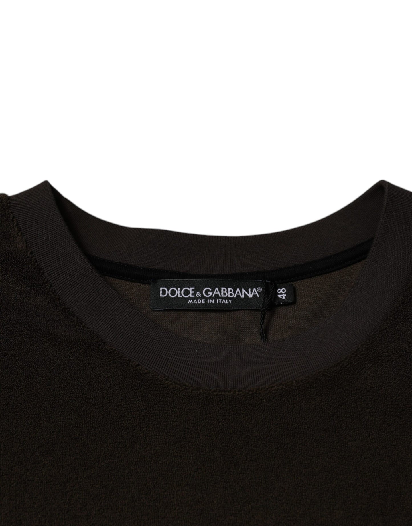 Dolce &amp; Gabbana – Braunes T-Shirt aus Baumwolle mit Rundhalsausschnitt und kurzen Ärmeln