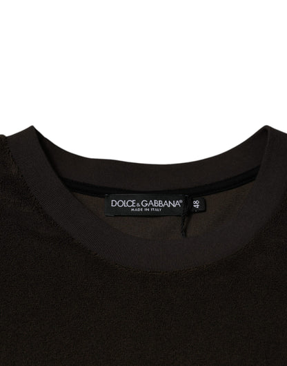 Dolce &amp; Gabbana – Braunes T-Shirt aus Baumwolle mit Rundhalsausschnitt und kurzen Ärmeln