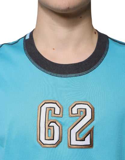 Dolce &amp; Gabbana – Blaues T-Shirt mit Rundhalsausschnitt und kurzen Ärmeln