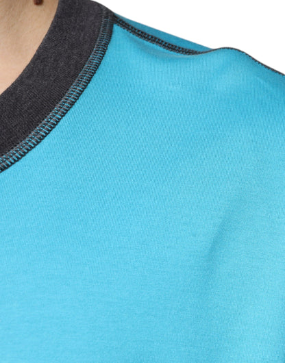 Dolce &amp; Gabbana – Blaues T-Shirt mit Rundhalsausschnitt und kurzen Ärmeln