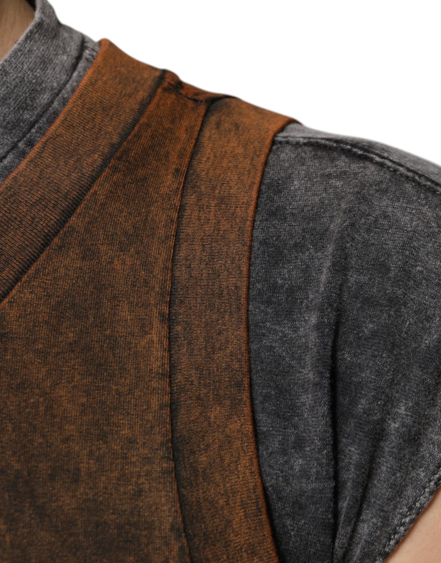 Dolce &amp; Gabbana – Ärmelloses T-Shirt aus brauner Baumwolle mit Rundhalsausschnitt