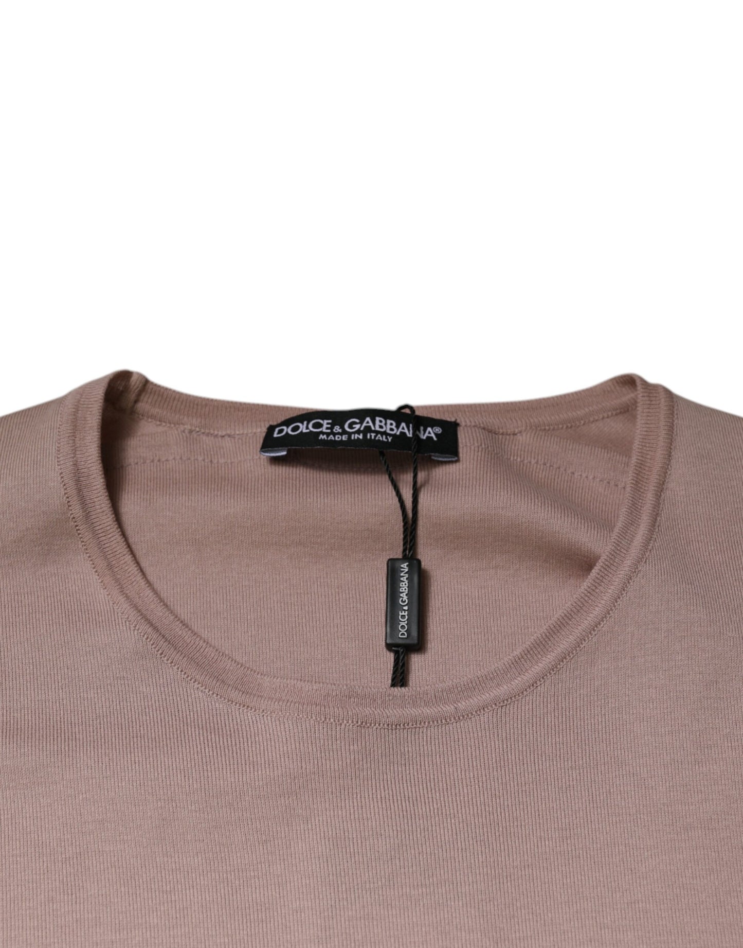 Dolce &amp; Gabbana – Braunes T-Shirt aus Baumwolle mit kurzen Ärmeln und Rundhalsausschnitt