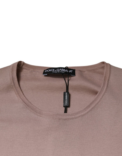 Dolce &amp; Gabbana – Braunes T-Shirt aus Baumwolle mit kurzen Ärmeln und Rundhalsausschnitt