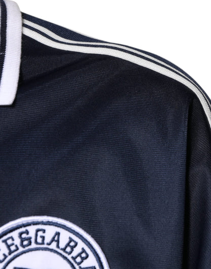 Dolce &amp; Gabbana Blau-weißes Milano-Langarm-Jersey-T-Shirt