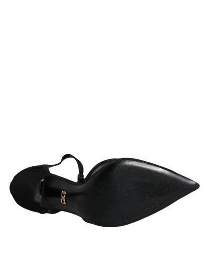 Dolce &amp; Gabbana – Schwarze High Heels mit T-Riemen aus Mesh mit Stilettoabsatz