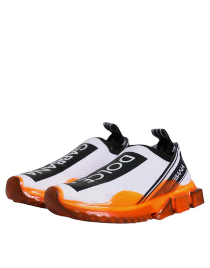 Dolce &amp; Gabbana Sorrento Slip-On Sneakers in Weiß und Orange