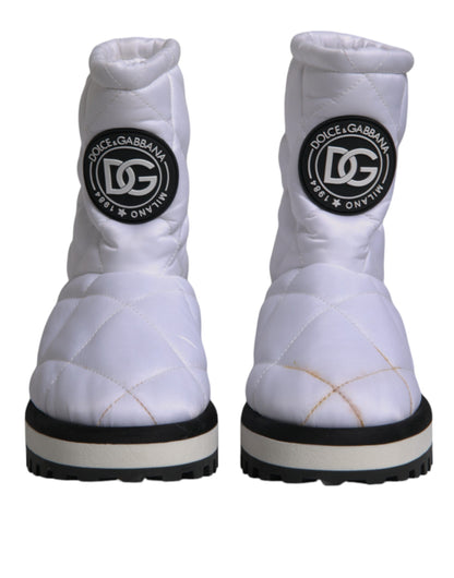Dolce &amp; Gabbana – Weiße, gepolsterte Stiefel mit halbhohem Schaft aus Viskose