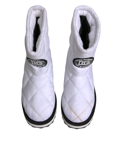 Dolce &amp; Gabbana – Weiße, gepolsterte Stiefel mit halbhohem Schaft aus Viskose