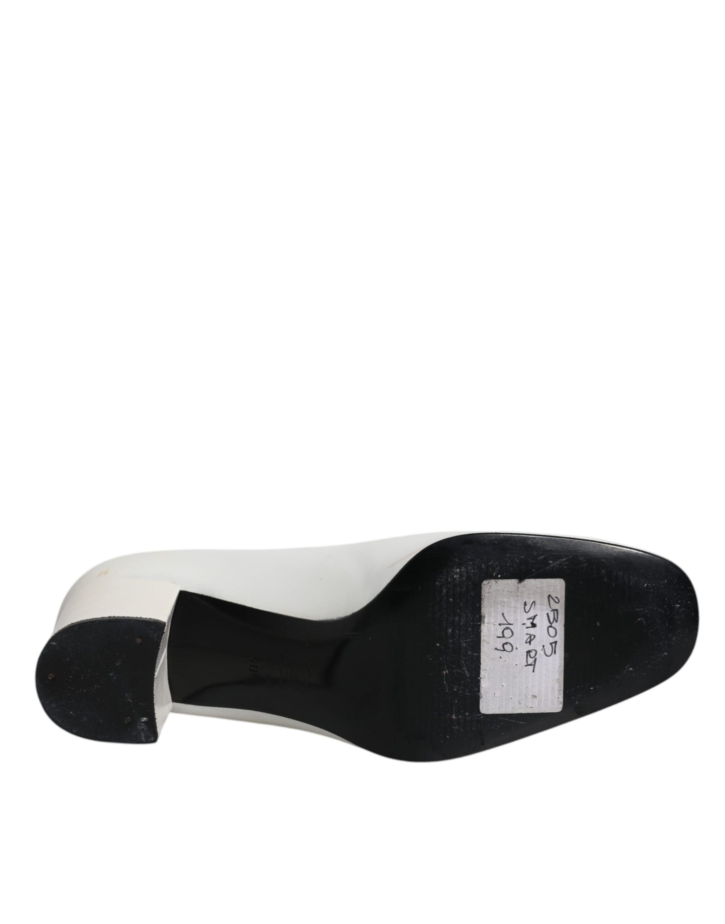 Dolce &amp; Gabbana – Pumps aus weißem Leder mit Blockabsatz