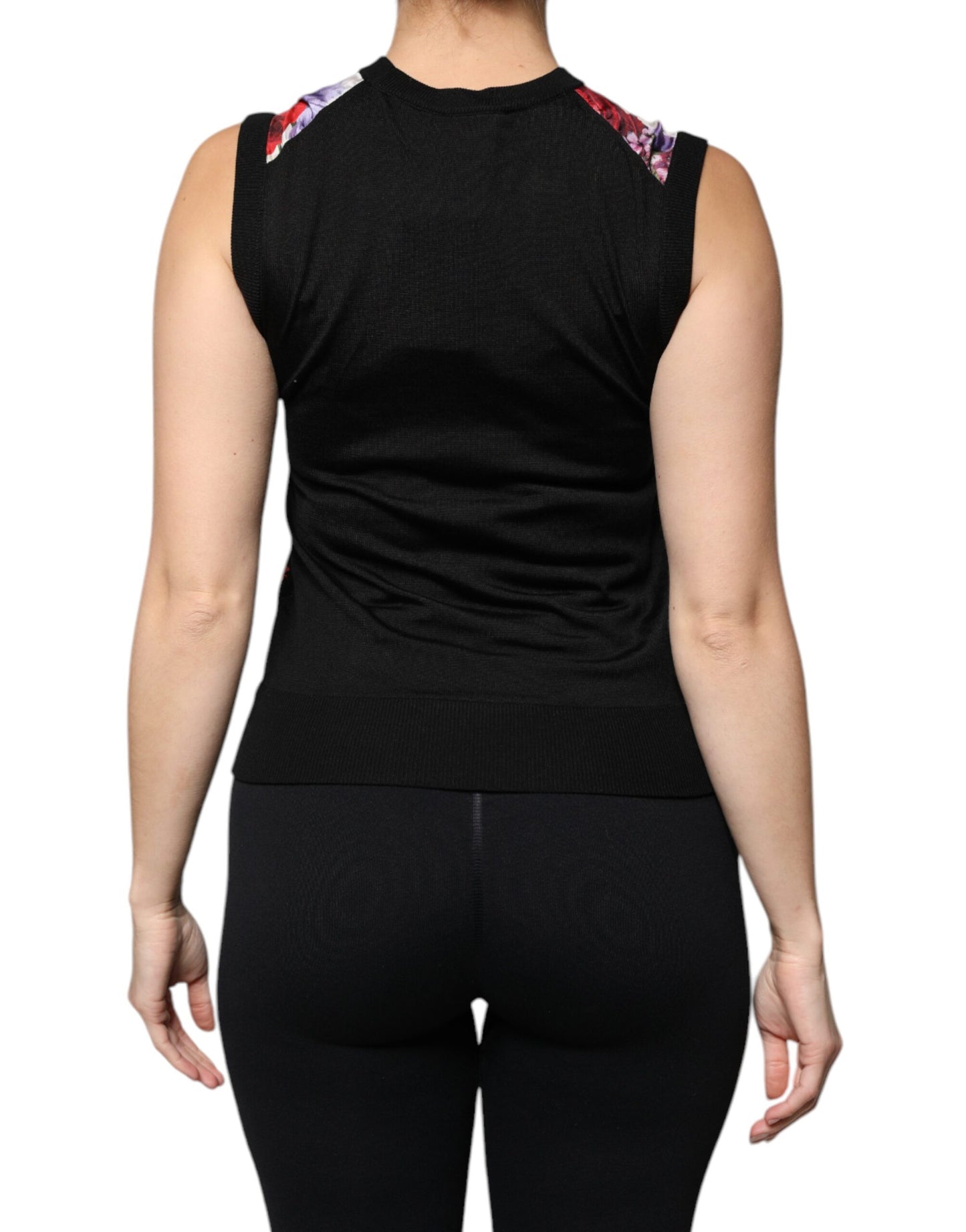 Dolce &amp; Gabbana Mehrfarbiges, ärmelloses Tanktop aus Seide mit Blumenmuster