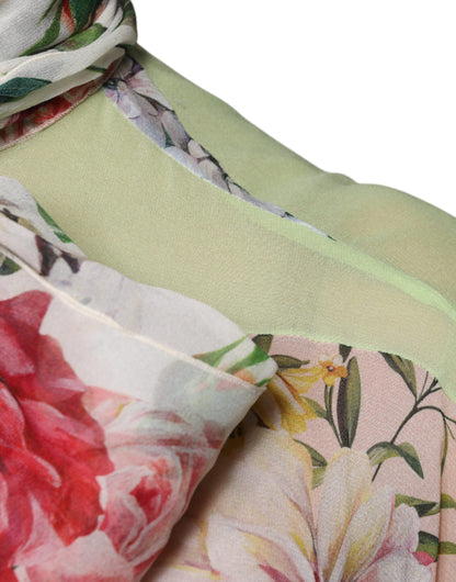 Dolce &amp; Gabbana, mehrfarbiges Oberteil mit Ascot-Kragen und Blumen-Patchwork