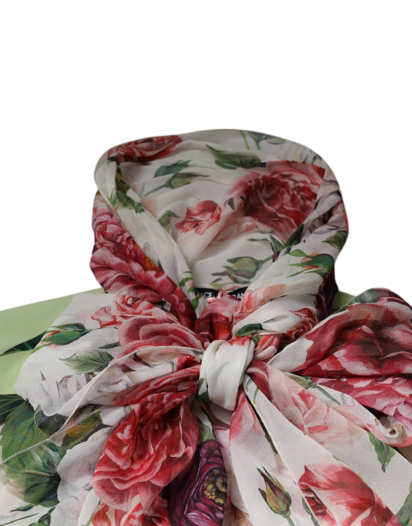 Dolce &amp; Gabbana, mehrfarbiges Oberteil mit Ascot-Kragen und Blumen-Patchwork