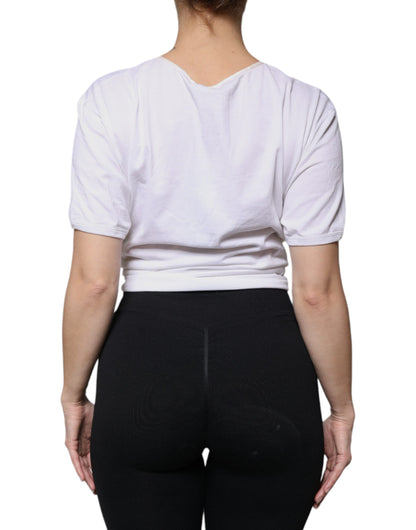 Dolce &amp; Gabbana – Wickelbluse mit Rundhalsausschnitt, Weiß