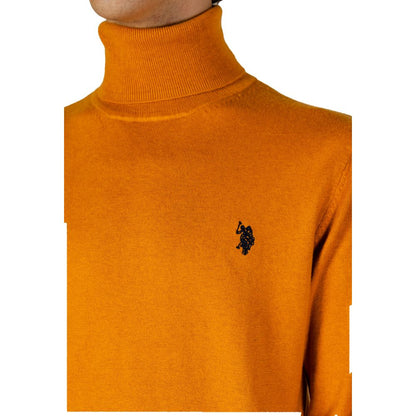 US POLO ASSN. Orangefarbener Rollkragenpullover aus Baumwolle