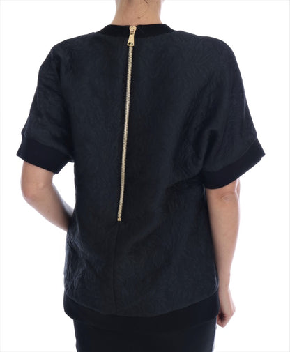 Dolce &amp; Gabbana – Schwarzer Brokat-Cocktailpullover mit Kristallen