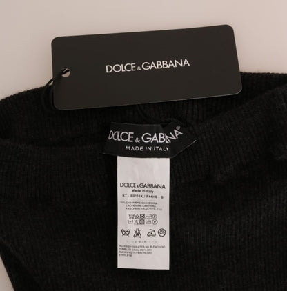 Dolce &amp; Gabbana Graue gerippte Stretch-Strumpfhose aus Kaschmir