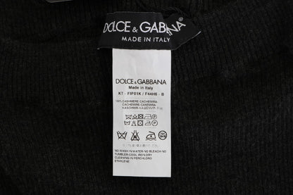 Dolce &amp; Gabbana Graue gerippte Stretch-Strumpfhose aus Kaschmir