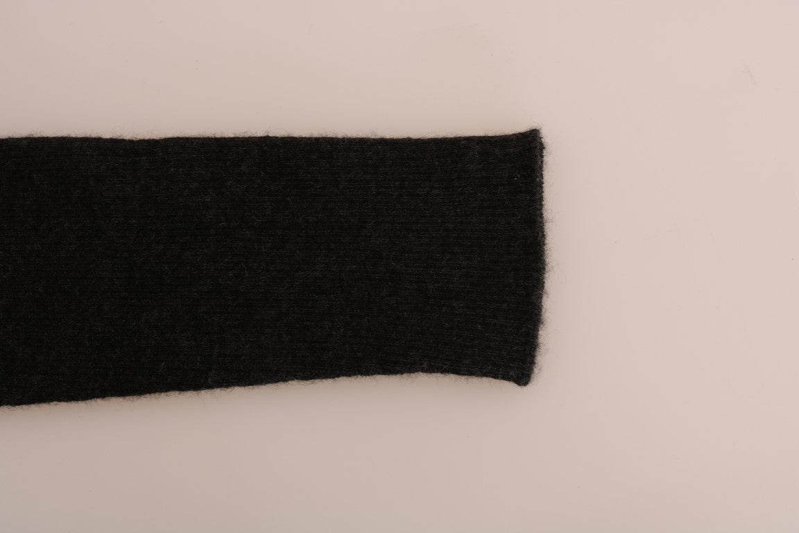 Dolce &amp; Gabbana Graue gerippte Stretch-Strumpfhose aus Kaschmir