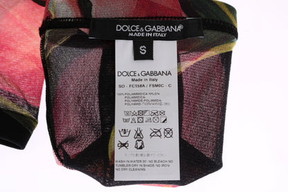 Dolce &amp; Gabbana – Nylonsocken mit mehrfarbigem Blumenmuster und Tulpenmuster