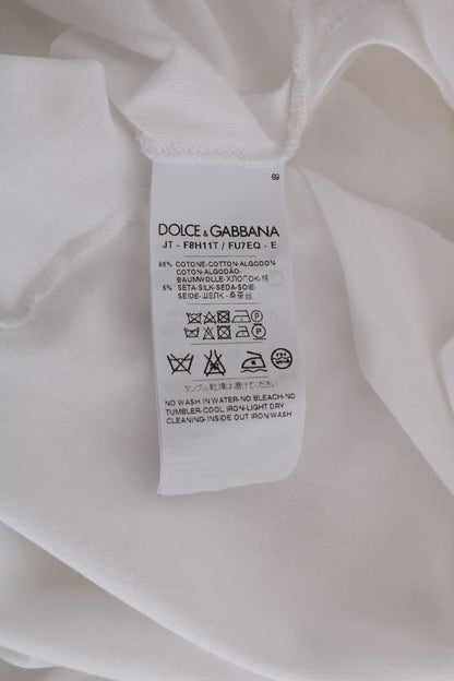 Dolce &amp; Gabbana Weißes Baumwoll-Seiden-T-Shirt