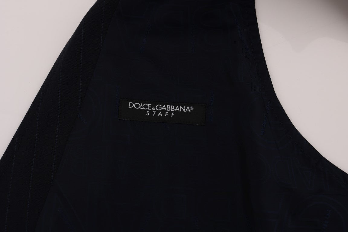Dolce &amp; Gabbana Blaue STAFF-Weste aus Wollstretch