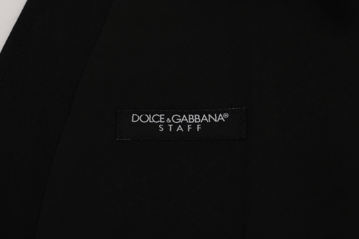 Dolce &amp; Gabbana Schwarze STAFF-Weste aus Wollstretch