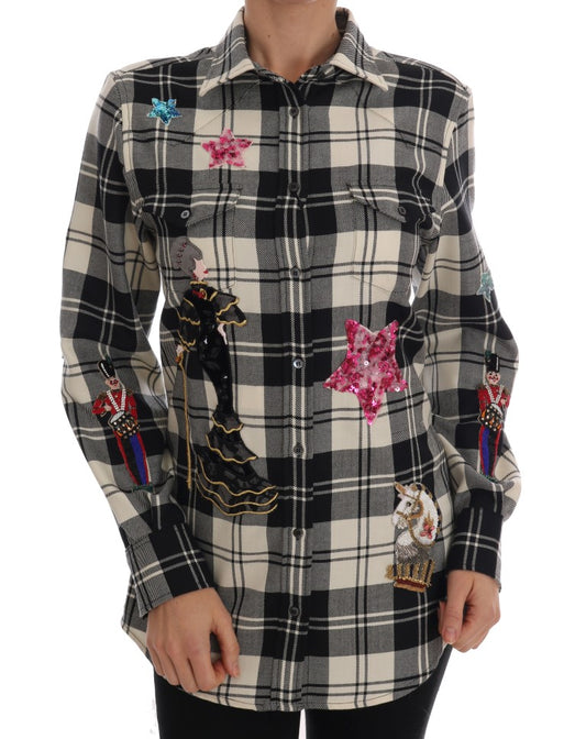 Dolce &amp; Gabbana – Schwarz-weißes Märchen-Kristallhemd