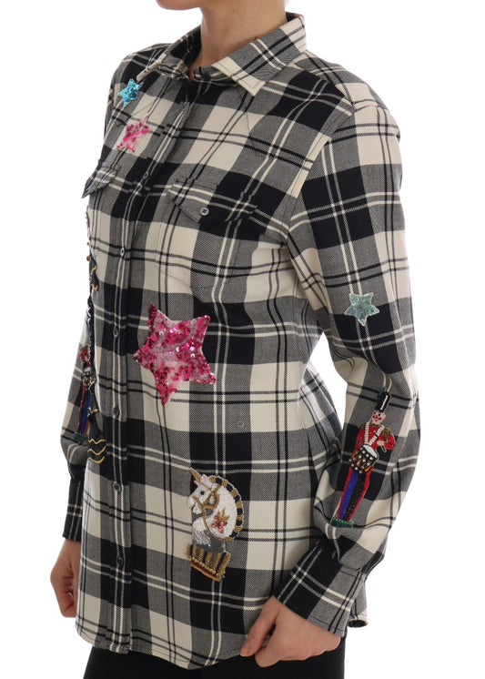 Dolce &amp; Gabbana – Schwarz-weißes Märchen-Kristallhemd