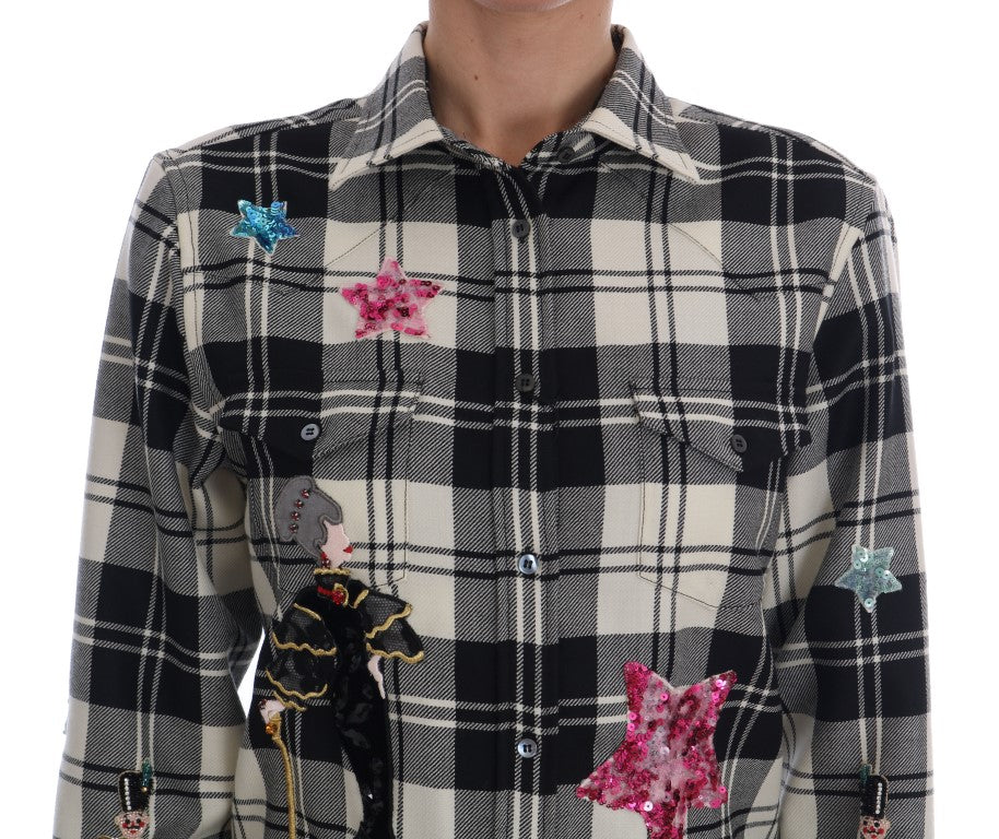 Dolce &amp; Gabbana – Schwarz-weißes Märchen-Kristallhemd