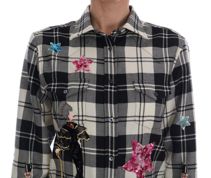 Dolce &amp; Gabbana – Schwarz-weißes Märchen-Kristallhemd