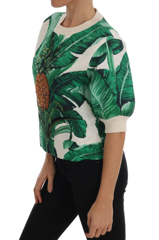 Dolce & Gabbana – Pullover mit Rundhalsausschnitt und Pailletten in Ananas- und Bananenform