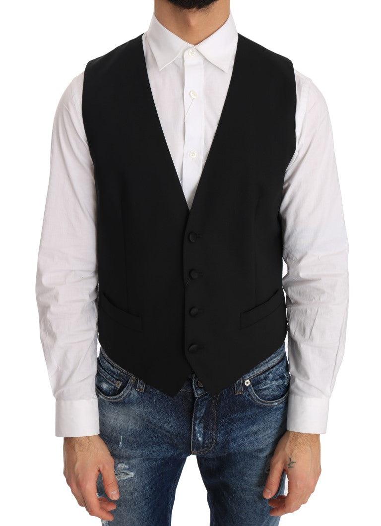 Dolce &amp; Gabbana Schwarze Weste aus Wolle und Seide
