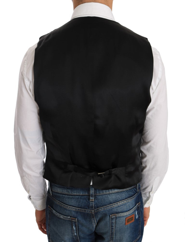 Dolce &amp; Gabbana Schwarze Weste aus Wolle und Seide