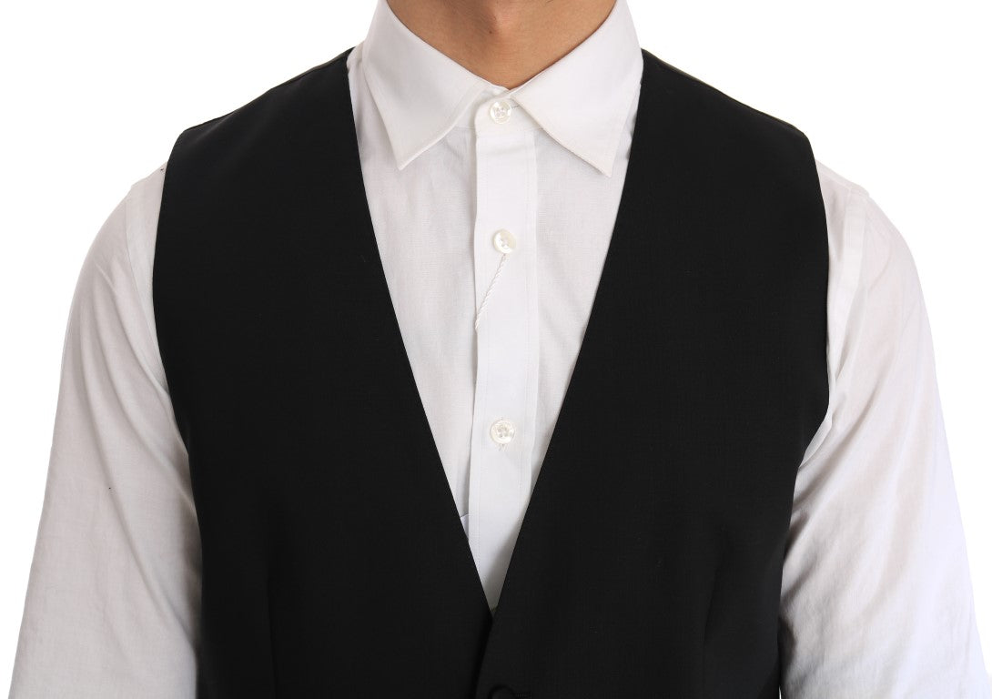 Dolce &amp; Gabbana Schwarze Weste aus Wolle und Seide