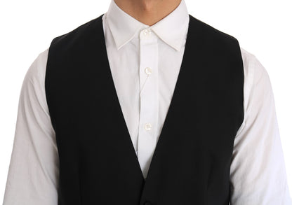 Dolce &amp; Gabbana Schwarze Weste aus Wolle und Seide