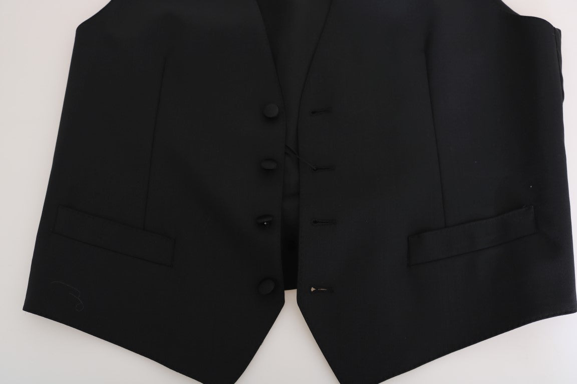 Dolce &amp; Gabbana Schwarze Weste aus Wolle und Seide