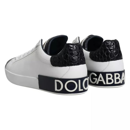 Dolce &amp; Gabbana – Portofino-Sneakers aus weißem Leder mit Logo