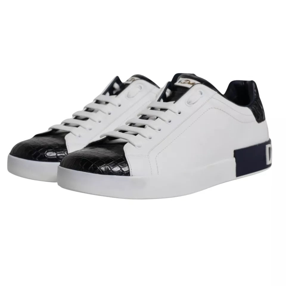 Dolce &amp; Gabbana – Portofino-Sneakers aus weißem Leder mit Logo