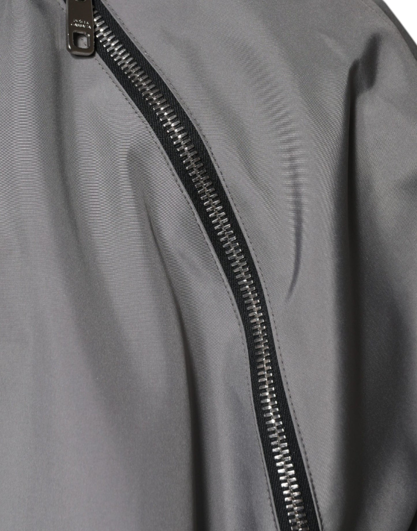 Dolce &amp; Gabbana Graue Polyester-Kapuzenjacke für Herren mit durchgehendem Reißverschluss