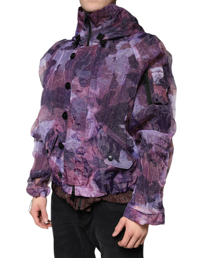 Dolce &amp; Gabbana Lila Camouflage Kapuzenjacke Herren Blouson