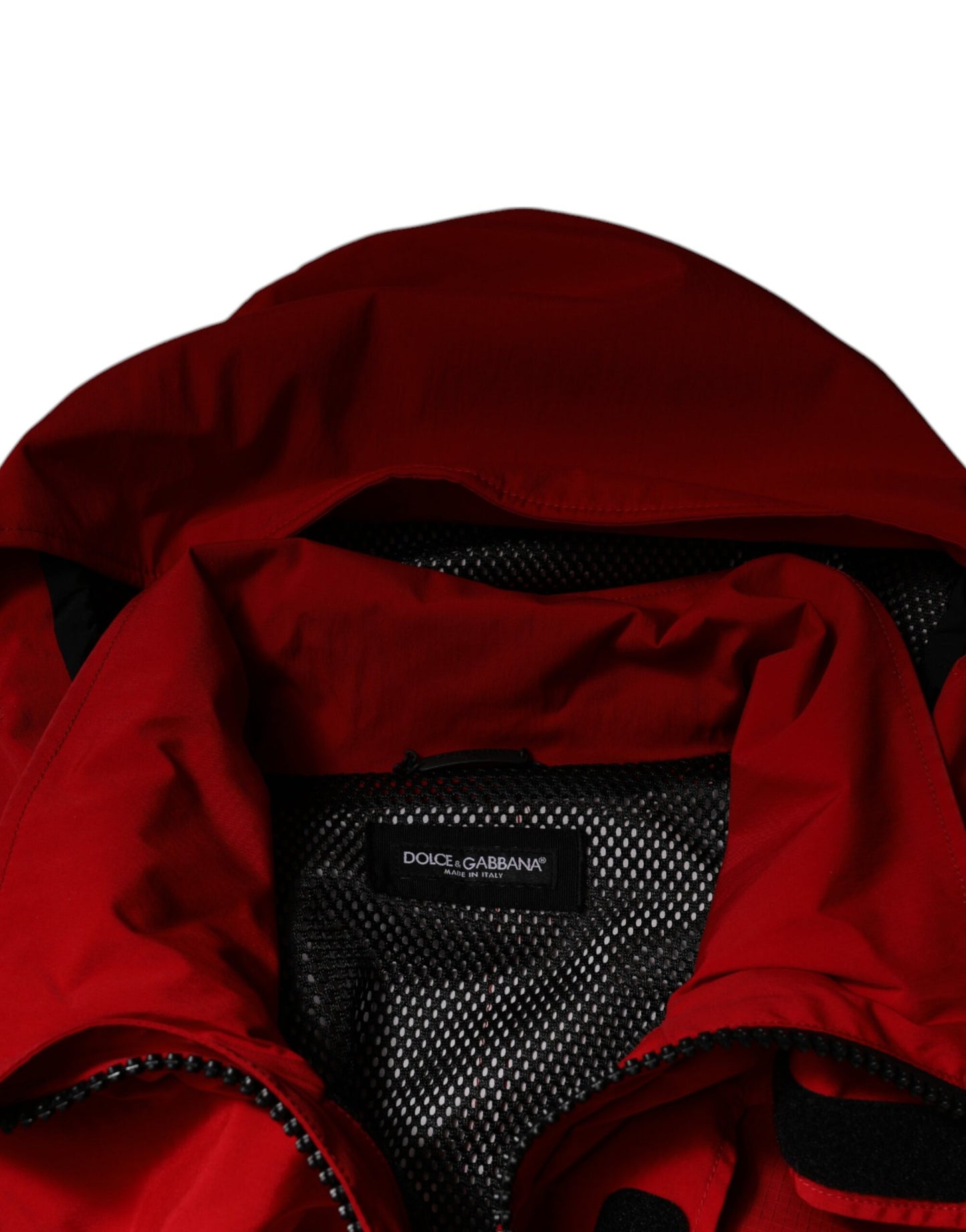 Dolce &amp; Gabbana – Rote Nylon-Parkajacke mit durchgehendem Reißverschluss für Herren